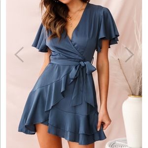 Selfie Leslie Cami Angel Sleeve Faux Wrap Dress